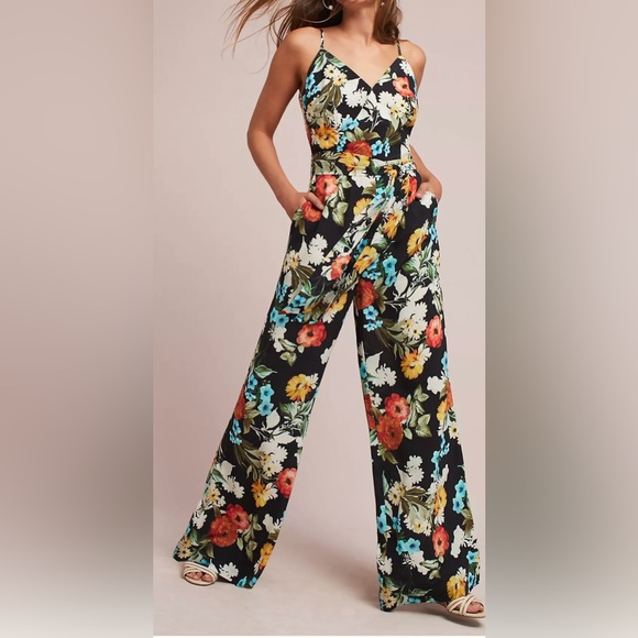 Anthropologie Yumi Kim Floral Flowy straight leg Jumpsuit size Small - Picture 1 of 16